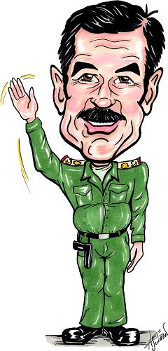 The president of Iraq Saddam Hussein